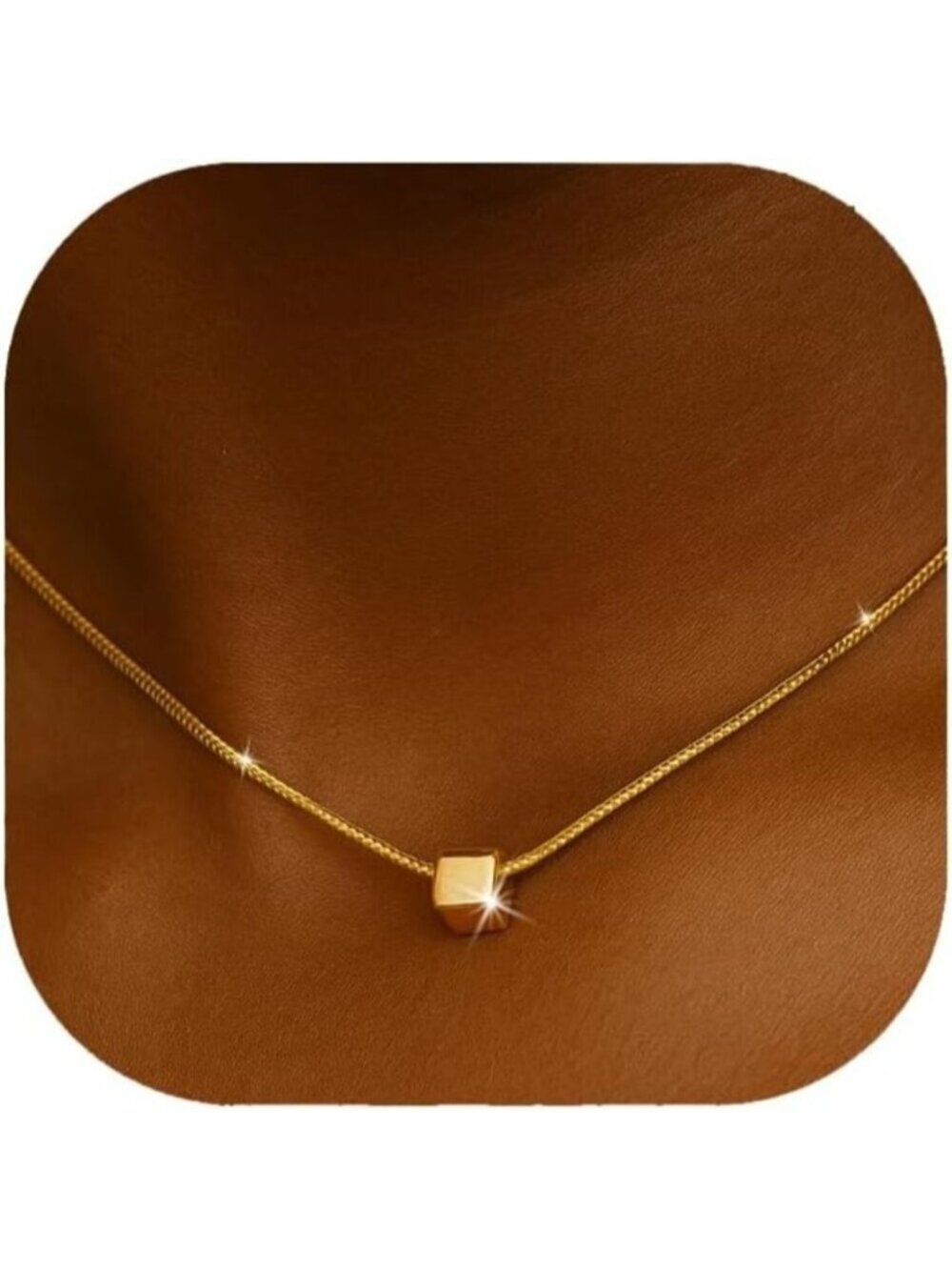 ⚡Gold Cube Pendant Necklace for Women Simple Minimalist Geometric Jewelry Gift